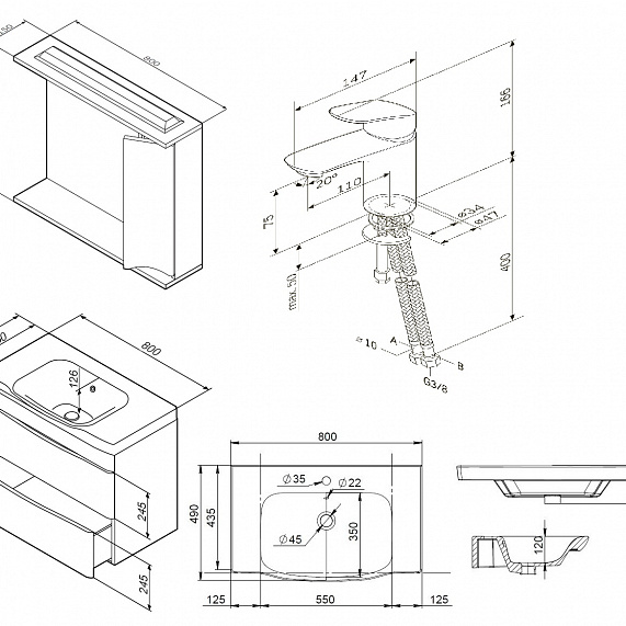 Секция мебели для ванной AM.PM Like BK80GE-10