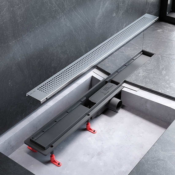 Душевой трап (лоток) 80 AM.PM PrimeFlow W02SC-P11-080-01SB комбинированный затвор со стальной матовой решеткой-7