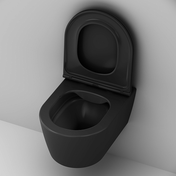 Унитаз подвесной AM.PM Func C8F1700MBSC (глубина 49 см) безободковый с сиденьем микролифт, черный матовый-4