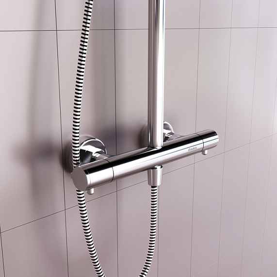Душевая система Damixa Option DX218092000 стойка с тропическим душем, термостатом, смесителем, хром-7