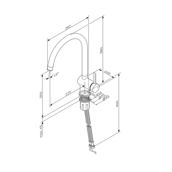 Смеситель для кухни AM.PM Func F8F07011 высокий с С-изливом, сатин-11