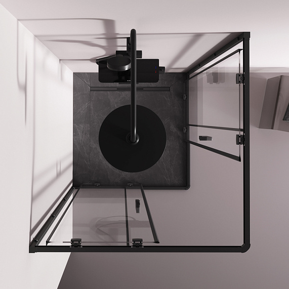 Душевое ограждение без поддона 90x90 AM.PM Above W9XG-403-9090-BT профиль черный-2