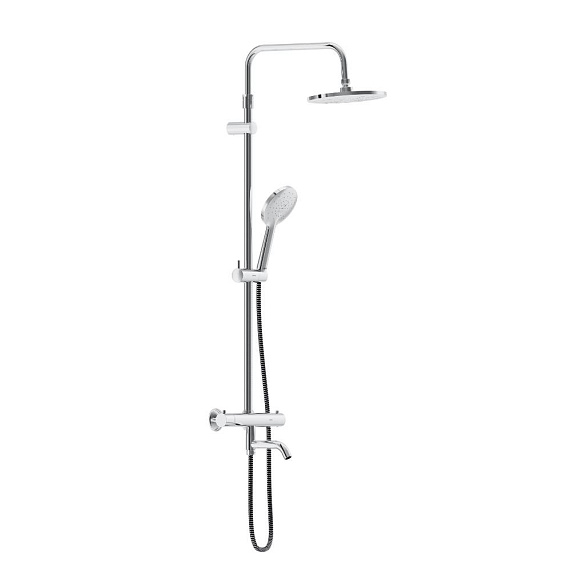 Душевая система Damixa Jupiter 977810000 стойка с тропическим душем, термостатом, смесителем, изливом, хром-5