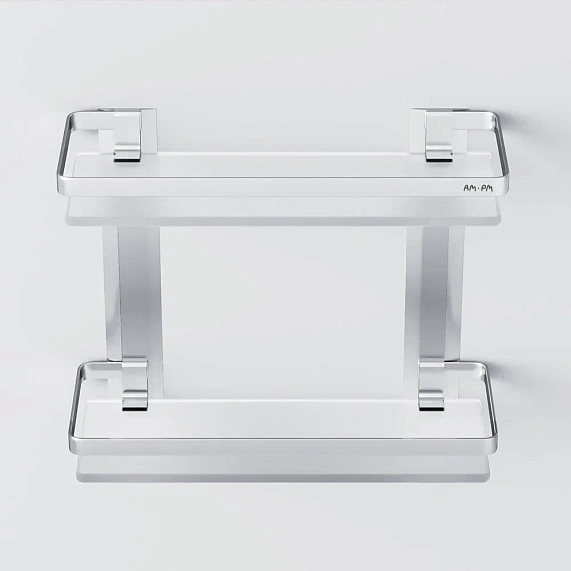 Полка в ванную AM.PM Sense L A7455200 двухъярусная, серебристый металл, стекло-2