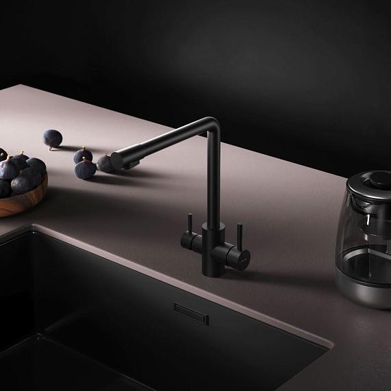 Смеситель для кухни AM.PM X-Joy S F85B05722 высокий, с каналом питьевой воды, черный-4
