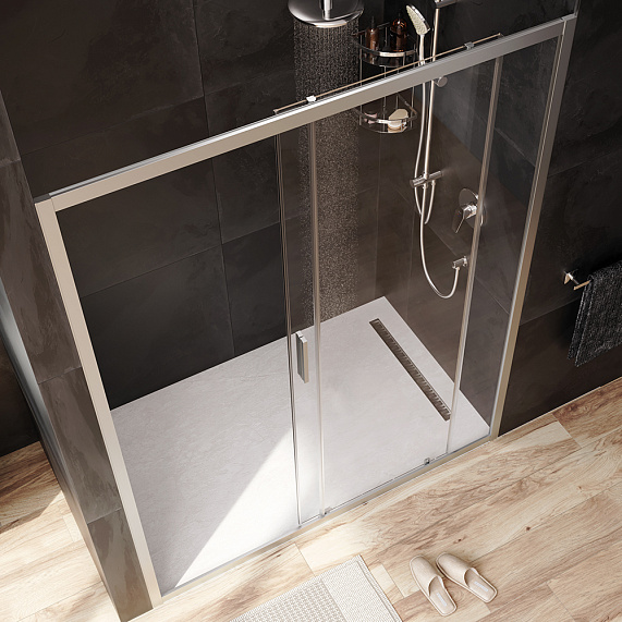 Душевая перегородка с дверью 150x195 AM.PM Gem W90G-150-1-195MT прозрачное стекло, профиль серебристый-2