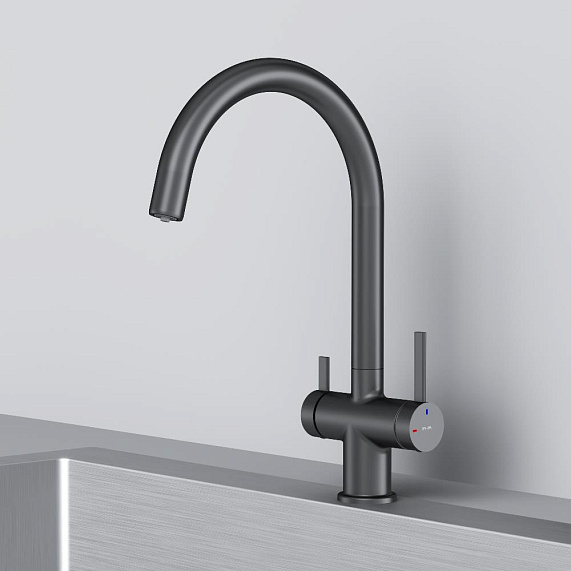 Смеситель для кухни AM.PM Func F8F07722 высокий с C-изливом с каналом для питьевой воды, черный-7