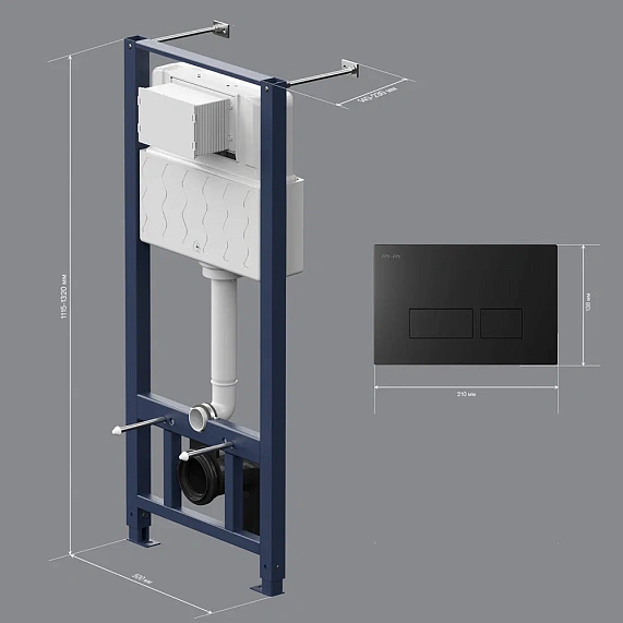 Инсталляция для подвесного унитаза AM.PM Pro I012704.7038 с пневм. клавишей черный матовый-8