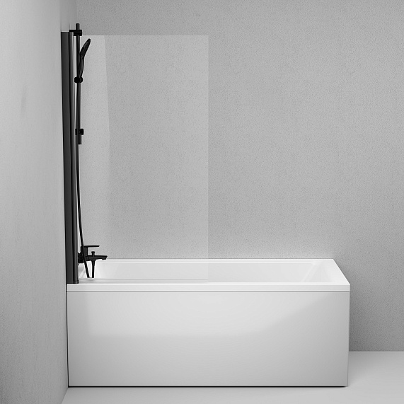 Стеклянная шторка для ванны 80 AM.PM Gem W90BS-D080-140BT поворотная, профиль черный-3