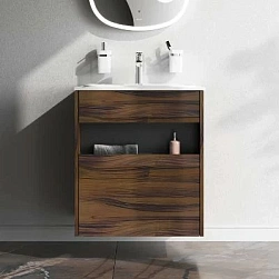 Тумба с раковиной и смесителем 60 AM.PM Func M8FFUX0601OF подвесная/напольная на ножках под дерево