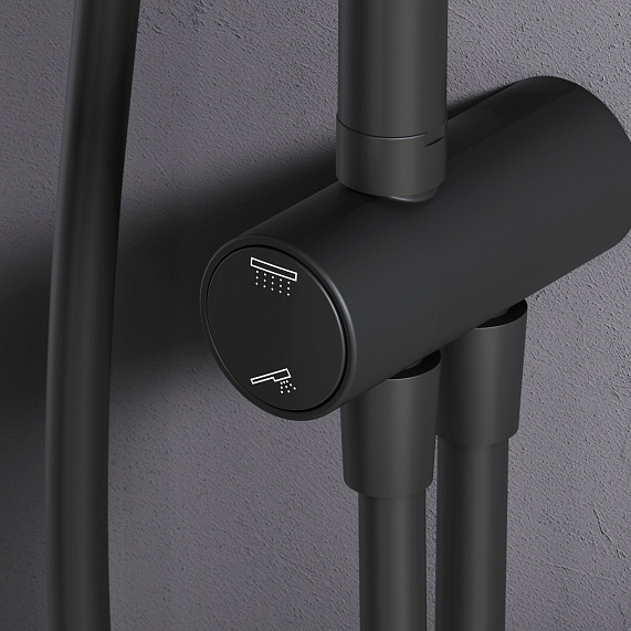 Душевая система AM.PM Like F0780022 стойка с тропическим душем, черная матовая-3