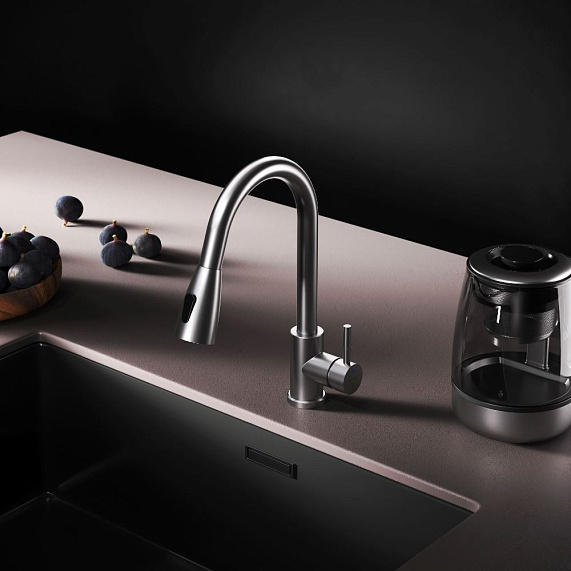 Смеситель для кухни AM.PM X-Joy S F85B07511 высокий, с выдвижным изливом, сатин-3