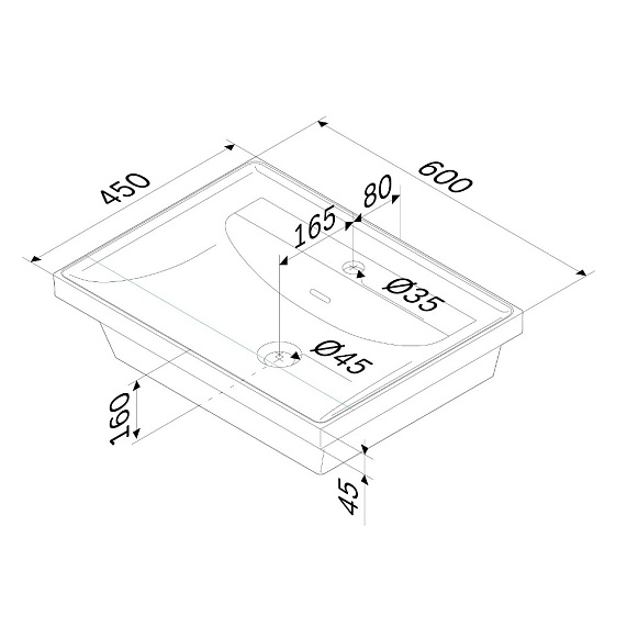 Раковина мебельная 60 AM.PM Above M9XWCC0600WG белая встраиваемая-3