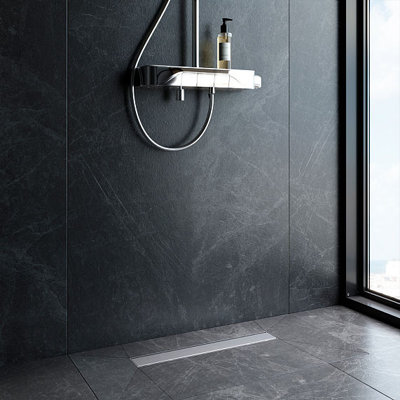 Душевой трап (лоток) 50 AM.PM PrimeFlow W02SC-U11-050-04SB комбинированный затвор со стальной матовой решеткой под плитку-5