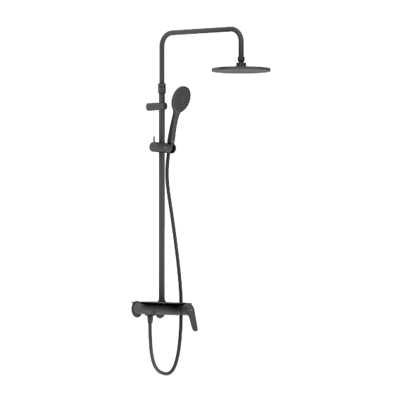 Душевая система Damixa Jupiter 977780300 стойка с тропическим душем, смесителем, черная матовая-5