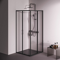 Душевое ограждение без поддона 90x90 AM.PM Above W9XG-403-9090-BT профиль черный