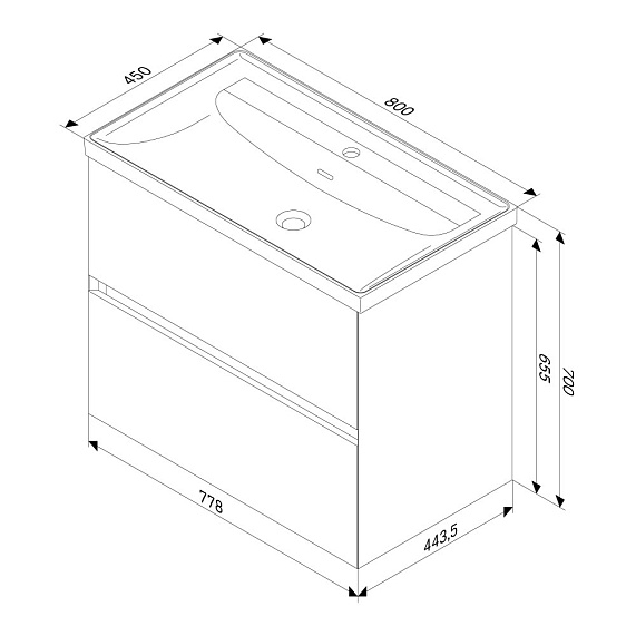Тумба под раковину 80 AM.PM Above M9XFHX0802WG подвесная белая глянцевая-12