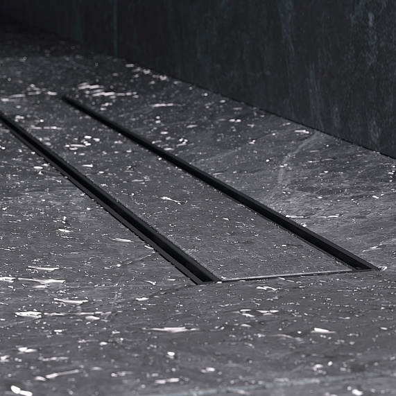 Душевой трап (лоток) 60 AM.PM PrimeFlow W02SC-U11-060-04BM комбинированный затвор с черной матовой решеткой под плитку-12