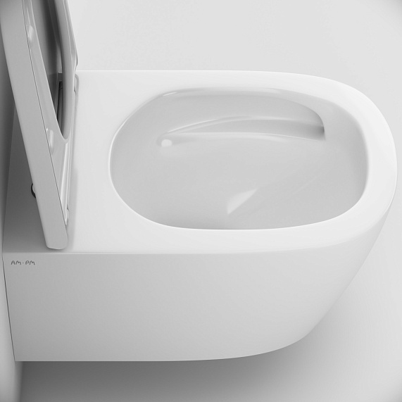 Унитаз подвесной AM.PM Libre C601901SC (глубина 54 см) торнадо безободковый с сиденьем микролифт, белый-10