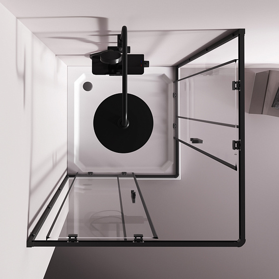 Душевое ограждение без поддона 100x100 AM.PM Above W9XG-403-100100-BT профиль черный-5