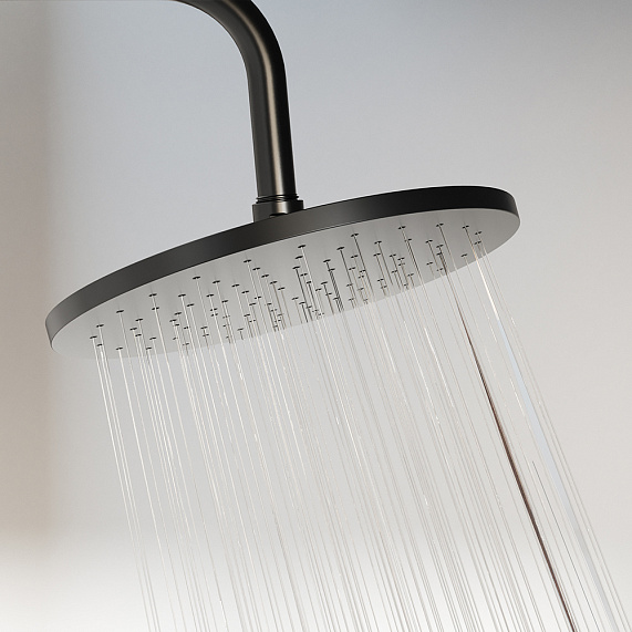 Душевая система Damixa Jupiter 977750300 стойка с тропическим душем, термостатом, смесителем, черная матовая-4