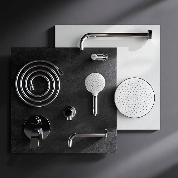 Встраиваемая душевая система AM.PM X-Joy FB85A3RH30 хром: тропический верхний душ, излив с душевой лейкой-4