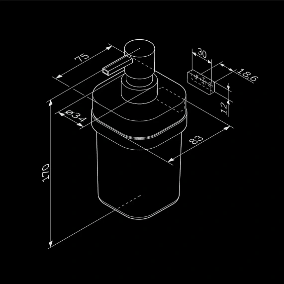 Дозатор для мыла настенный стеклянный AM.PM Func A8F36900 хром-8