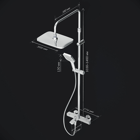 Душевая система AM.PM Func F078F500 стойка с тропическим душем, термостатом, смесителем, изливом, хром-8