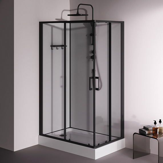 Душевая кабина 120x80 AM.PM Above W9XC-403-12080BT профиль черный матовый, низкий поддон