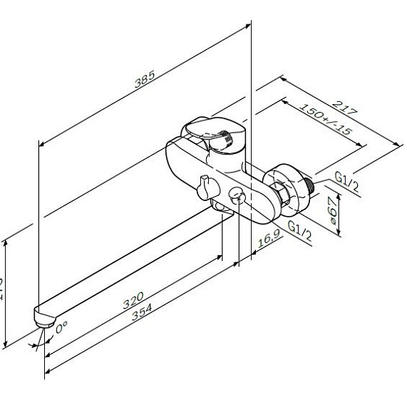 Смеситель для ванны и душа AM.PM Like F8090016 длинный излив, хром-7