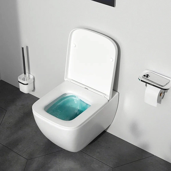 Унитаз подвесной безободковый с инсталляцией AM.PM Gem IS100201.901701 сиденьем микролифт, белой механ. клавишей-3