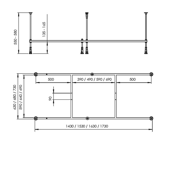Каркас для ванны 150х70 AM.PM Above W9XA-150-070W-R-1