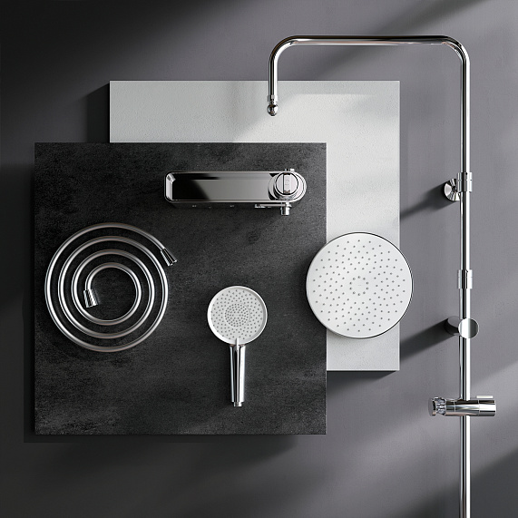 Душевая система AM.PM X-Joy F0785A600 стойка с тропическим душем, смесителем, хром-11