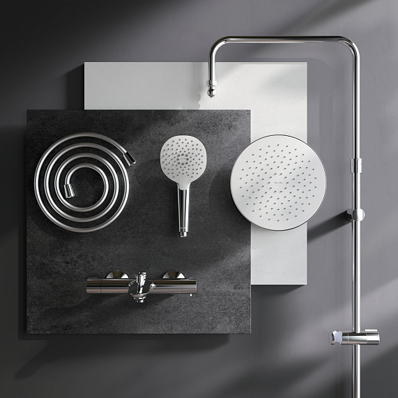 Душевая система AM.PM Spirit 2.0 F0770A510 стойка с тропическим душем, термостатом, смесителем, изливом, хром-11