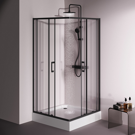 Душевое ограждение без поддона 100x100 AM.PM Above W9XG-403-100100-BT профиль черный-4