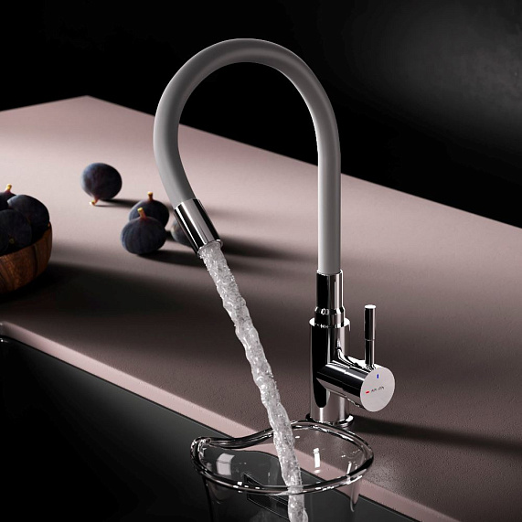 Смеситель для кухни AM.PM X-Joy S F85B07605 высокий, хром, с серым гибким изливом-2