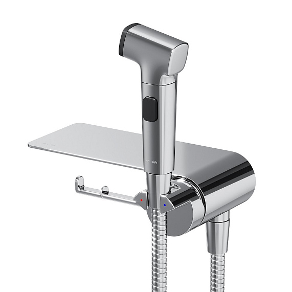 Гигиенический душ со смесителем AM.PM Func F0H8F900 хром встраиваемый, полка, шланг 1200, держатель туалетной бумаги-5
