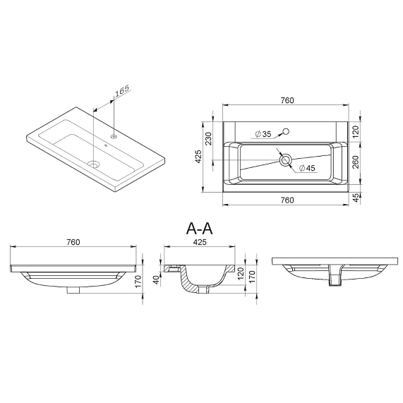 Мебель для ванной 75 AM.PM Gem S напольная, графит напольная-1