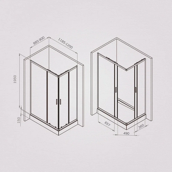 Душевое ограждение без поддона 90x120 AM.PM Gem W90G-403-120290-MT профиль серебристый-6