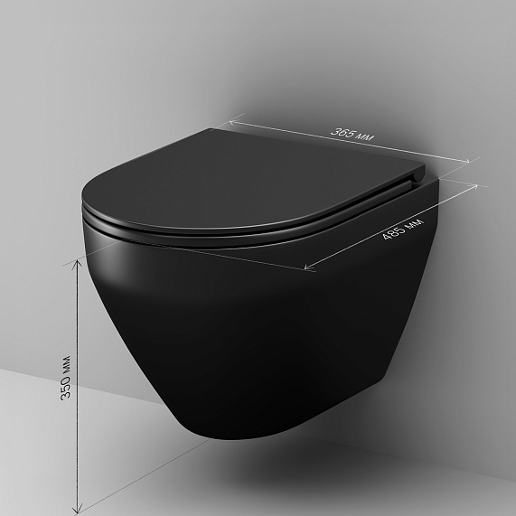 Унитаз подвесной AM.PM Spirit 2.0 C701700MBSC безободковый с сиденьем микролифт, черный матовый-8