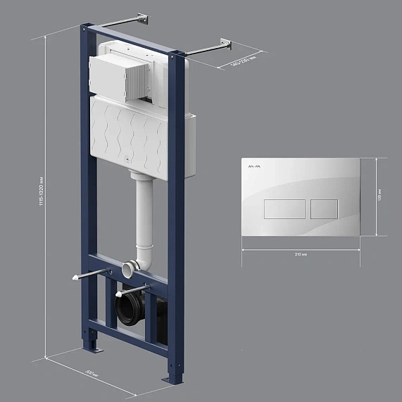Инсталляция для подвесного унитаза AM.PM Pro I012704.7001 с пневм. клавишей белый глянец-8