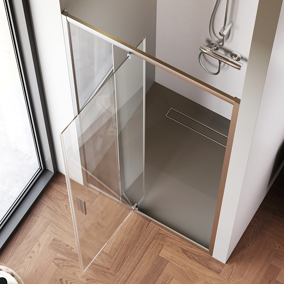 Душевая перегородка с дверью 100x195 AM.PM Gem W90G-100-1P-MT прозрачное стекло, профиль серебристый-2