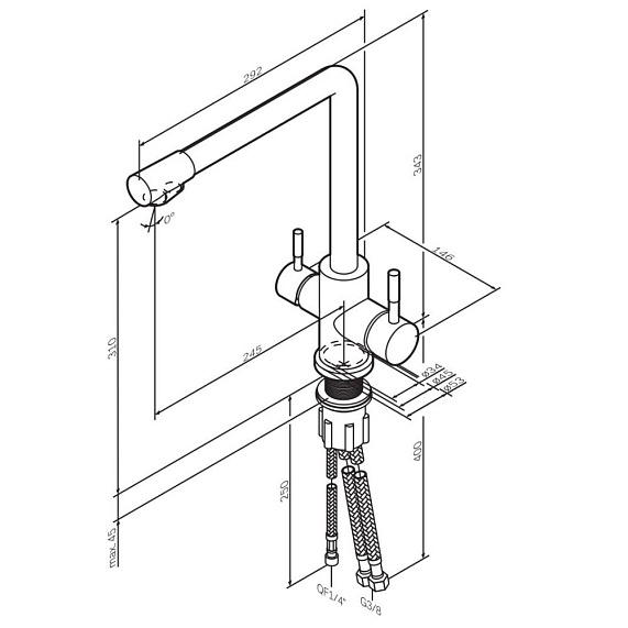 Смеситель для кухни AM.PM X-Joy S F85B05722 высокий, с каналом питьевой воды, черный-11
