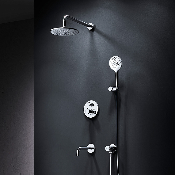 Встраиваемая душевая система AM.PM X-Joy FT85A3RH30 хром: тропический верхний душ, излив с душевой лейкой, термостат