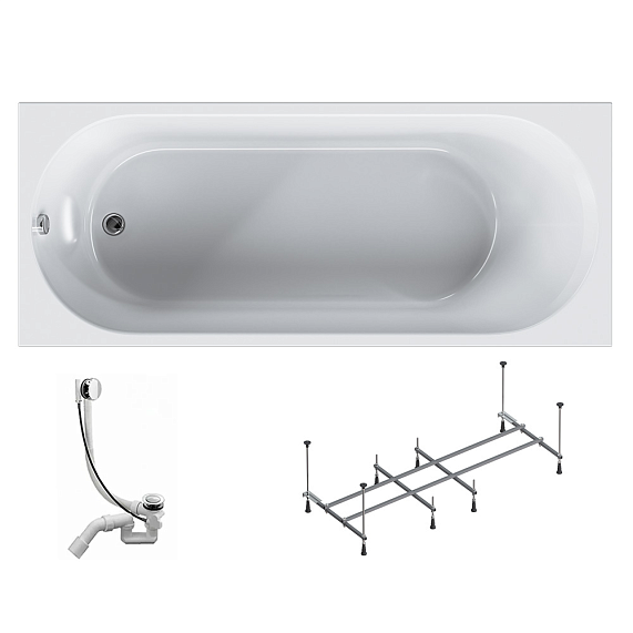 Ванна акриловая 170 AM.PM Moxie W9MA-170-070W-A2ROFL с каркасом и слив-переливом, белая-3