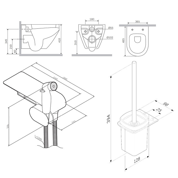 CK70H1003W Spirit V2.0 набор подвесной унитаз с гиг.душем-8
