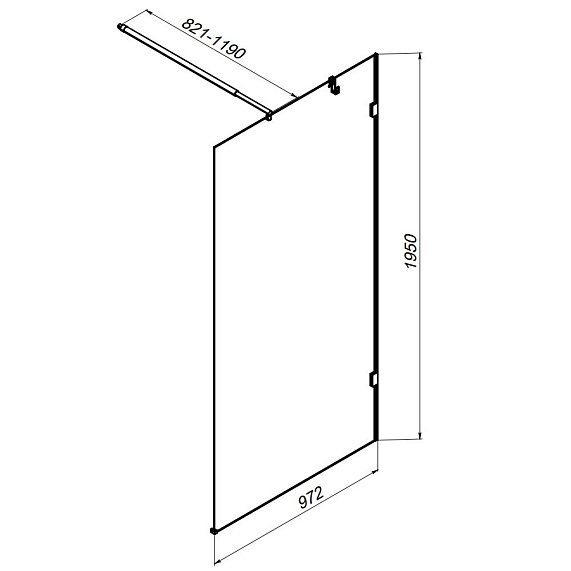 Душевая перегородка 100x195 AM.PM X-Joy W94WI-100-F1-BTE прозрачное стекло, профиль черный матовый-5