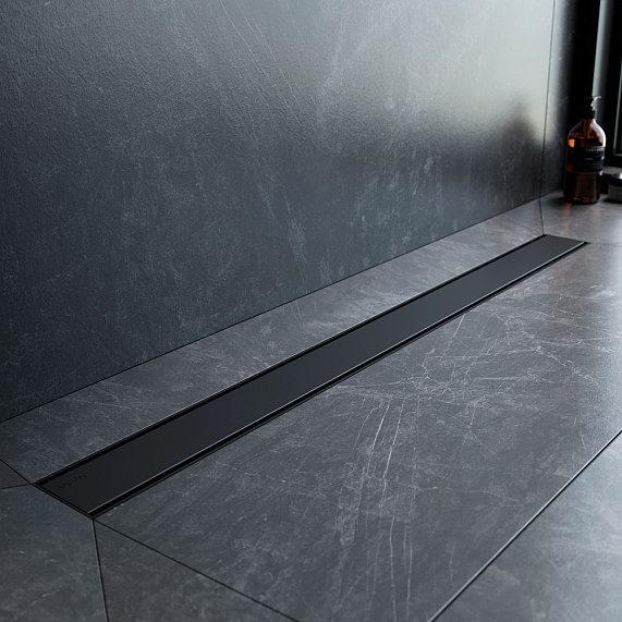 Душевой трап (лоток) 90 AM.PM PrimeFlow W02SC-U11-090-04BM комбинированный затвор с черной матовой решеткой под плитку-7