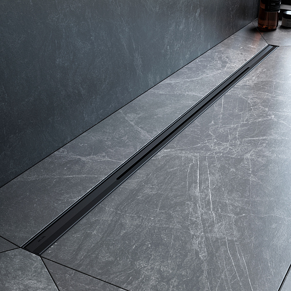 Душевой трап (лоток) 100 AM.PM MasterFlow Slim W01SC-S11-100-05BM комбинированный затвор с черной матовой решеткой-4