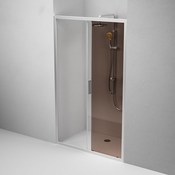 Душевая перегородка с дверью 120x195 AM.PM Gem W90G-120-1-195MBr бронзовое стекло, профиль серебристый-4